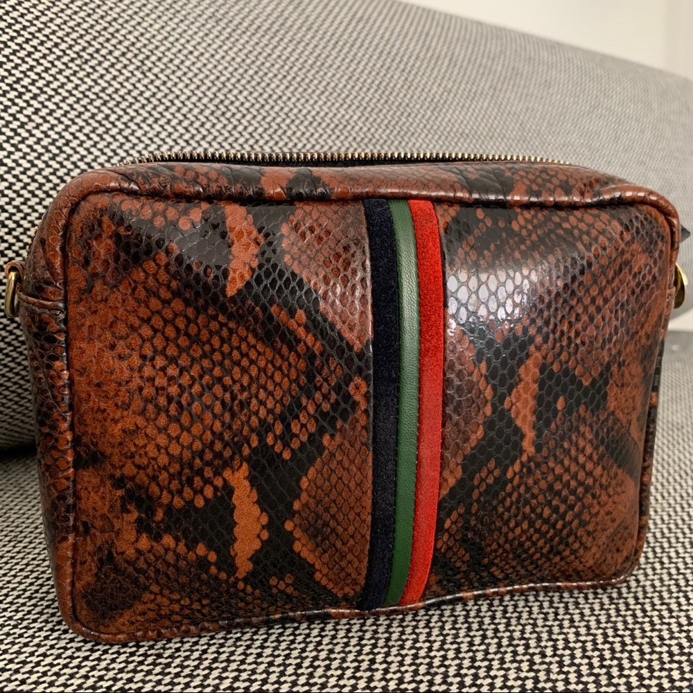 Clare V Midi Sac Snake with Stripes